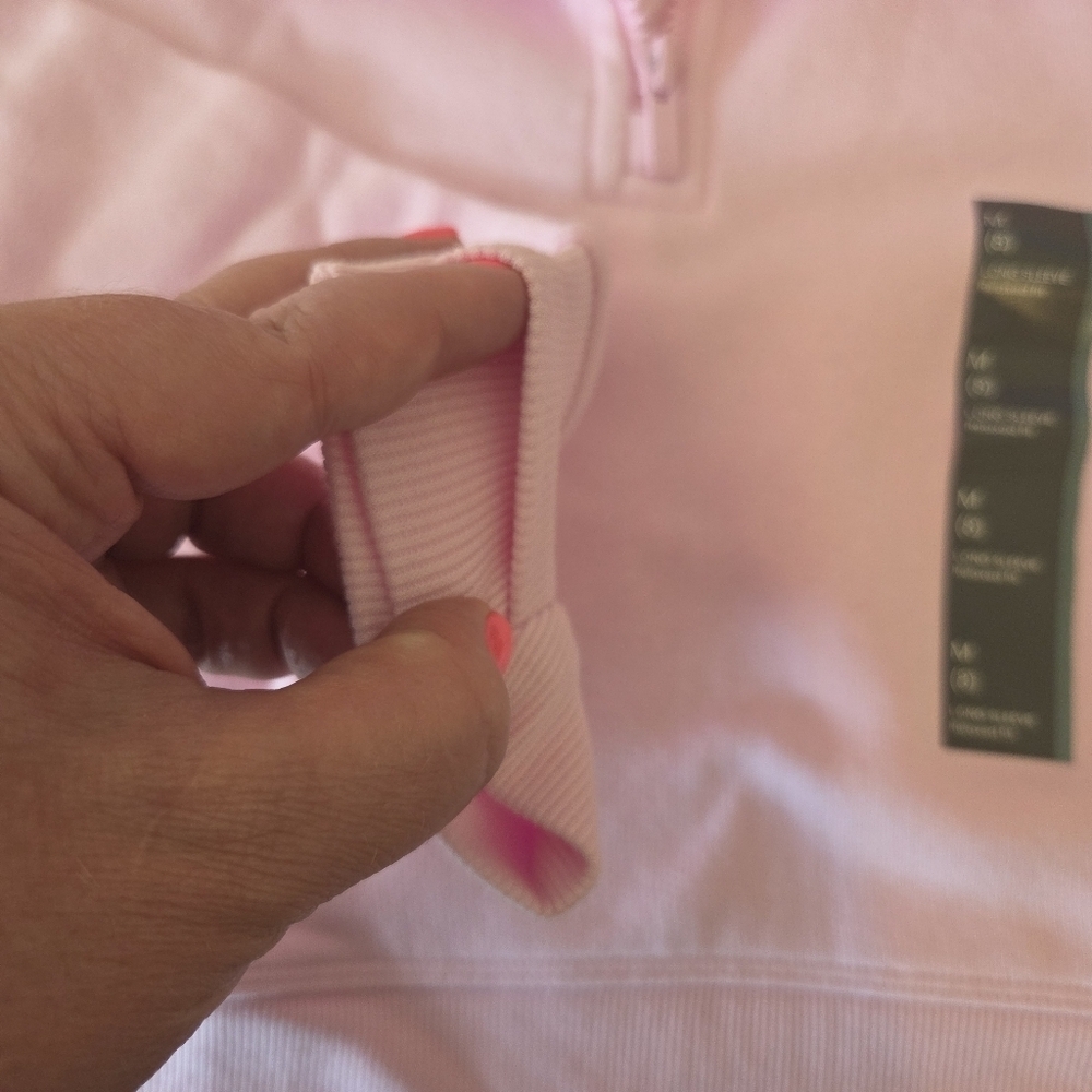 Girls' Medium (8) Pink 1/2 Zip Cotton Fleece Sweatshirt Pullover Thumb Hole New - Picture 7 of 12